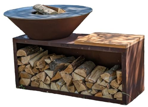 TRADITIONNEL Simple Cuve Corten - Brasero 103 cm - ModèCLASSIQUE pour des soirées réchauffées en toute simplicité
