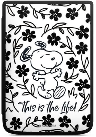 DeinDesign Coque pour liseuse Compatible avec Vivlio Touch HD Plus Etui pour liseuse Protection pour liseuse Peanuts Fleurs Snoopy