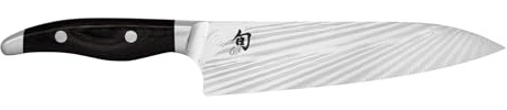 KAI Shun Nagare Black Kochmesser 20 cm Klingenlänge - 72 Lagen Damaszenerstahl VG 2 & VG 10 Dual-Core-Klinge - Pakkaholz schwarz - Handgefertigt in Japan - Küchenmesser Chefmesser geschmiedet
