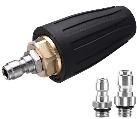 Rotating Turbo Nozzle for Pressure Washer, 4000PSI 4.0GPM Quick Release Power Washer Stainless Steel Rotating Spray Nozzle with 1/4’’ 3/8’’ Quick Connectors for Car & Outdoor (B)