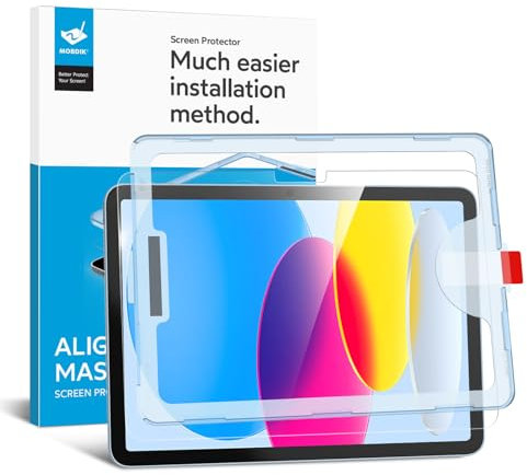 MOBDIK 1 Pezzi Schermo Airtettivo in Vetro Temperato Compatibile con iPad 10a Generazione 2025&iPad 10a Generazione 2022 Elevata Trasparenza, Resistente ai Graffi, Compatibile con le Custodie, kit EZ
