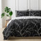 Tokokimo Housse de Couette 200x200 avec 2 Taies d'oreiller 65x65 cm - Motif de Branche réversible - Parure de lit 200x200 cm - Housse Couette avec Fermetures éclair, Noir/Blanc