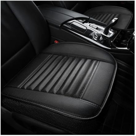 Sylvil Coprisedile per auto, in pelle di bambù, antiscivolo, traspirante, con tasca, accessori universali per interni dell'auto, colore nero