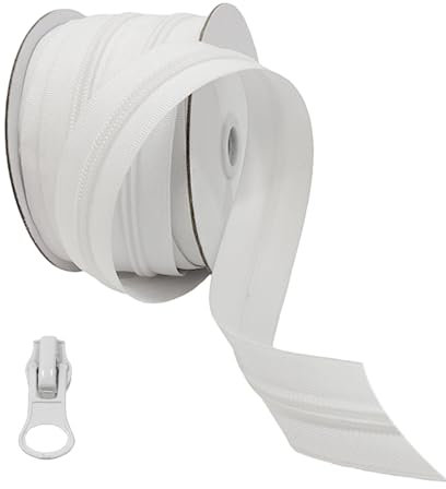 1 Meter wasserdichter Reißverschluss + 2 Schieber, Reißverschluss zum Nähen an Kleidung, Reißverschluss für Neopren, wasserdichter Reißverschluss für Wasser, Weiß, 1 Meter