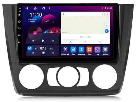 Android 13 Car Stereo 9 inch Double Din Touch Screen Car Radio for BMW 1 Series E81 E82 E87 E88 2008-2012 with Steering Wheel Controls Carplay AHD Backup Camera GPS Navigation(B,S1 1G+32G)