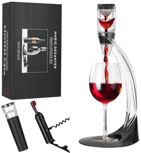 Set di Lusso Decanter per Vino Zaxiva, Decanter per Vino di Alta qualità con Areatore, Tappo Sottovuoto e Cavatappi Vino Elegante, Accessori Vino Perfetti per Il Gusto Migliore