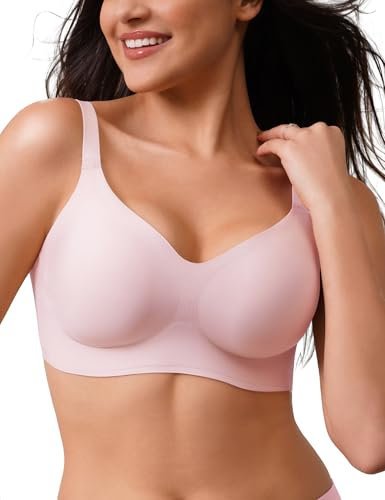CLOSEMATE Nahtloser BH Damen Ohne Bügel Bequemer und Weicher Bügellose Komfort Büstenhalter Bralette Glattes Hautgefühl Sanfter Rosa M