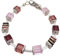 Halskette, Kette, Collier Armband Ohrringe Schmuck Set, Glas Würfel, Strass, Glitzer, Edelstahl, Mehrfarbig, Violet, lila, Rosa, Amethyst (Armband)