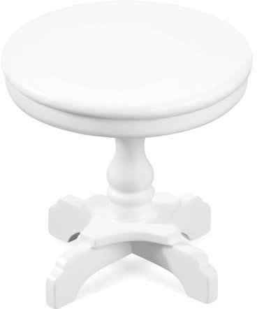 Miniatur Tisch Puppenhaus Tisch Puppenhaus Möbel Puppenhaus Beistelltisch Tisch Mini Tisch Miniatur Möbel Holz Rund Weiß