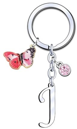KJKJKJ lettre Initiale Porte-clés Cadeau Femme Homme,Argent A-Z 26 lettre initiale Pendentif Porte-clés de Noël Cadeau,Amie Cadeau Maman Sœurs Amie Collègue Marraine Mamie Idée Cadeau (J)