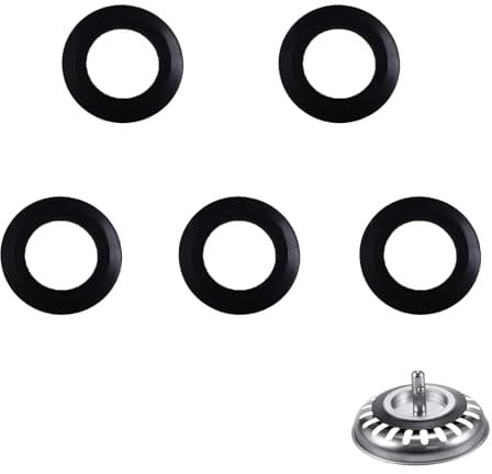 5 Pcs Kitchen Sink Drain Seal Ring,O-Rings Gasket Seal for Kitchen Basket Strainer Plug Rubber Seal Gasket Rings Washer Bathroom Sink Drain Seal Rings,Black