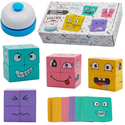 GD HUA 3D Puzzle Face-Changing Magic Cube, Holz-Ausdruck Spielzeug Würfelpuzzle, Ausdruck Holzwürfel Puzzle für Kinder ab 3 Jahren, Holzwürfel Spiel Interaktives Knobelspiele
