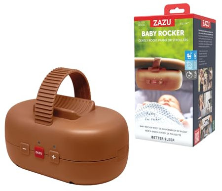 ZAZU Robby Kinderwagenschaukler - Automat. Babywippe, Verstellbare Stärke, 40-Min Timer, Babyschreisensor, USB-wiederaufladbar, Wasserfest, Universell für Kinderwagen & Buggy (Braun)
