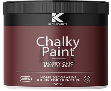 Contura KenzoPaints Kreidefarbe Möbel Farbe 250ml. Trend Farbtöne 2025 Möbellack Holz- Lack Shabby Chic Matt (Wine, 250ml.)