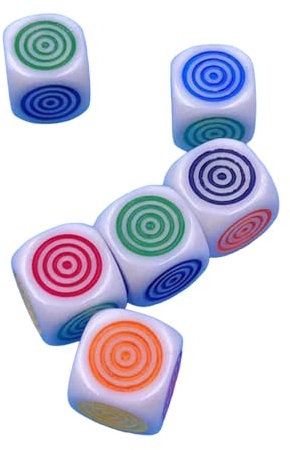 Hrtyvhin Packung Von 6 Farbenfrohen Runden Eck 16mm Würfel Würfel Mit Runden Strip Dots Party Acryl Würfel 6-Seiten Kreisform Ziehungen