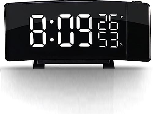 Power Projection Alarm Clock, Radio Controlled with Outdoor Thermometer and Hygrometer, Dual Alarm Clocks, LED Display, Wireless Weather Forecast Station for Bedrooms