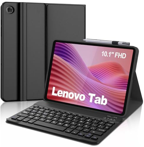 SENGBIRCH Funda con Teclado para Lenovo Tab 10.1 2025, Español Ñ Slim Teclado, Bluetooth Magnético Desmontable Keyboard para Lenovo Tab 10.1 Pulgada 2025 TB-311FU, Negro