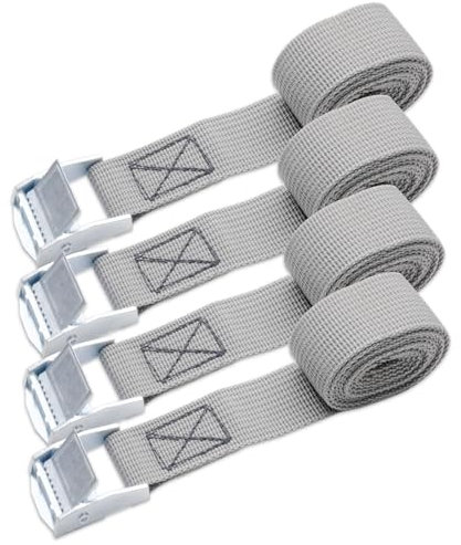 MEGAVOW 4 Pcs Cinchas Correa de Amarre Rapido Hebilla, Resistente, Correa de Amarre para Portabicicletas, 2.5 M, Portaequipajes de Coche, Surf, Bici, Kayak, Moto
