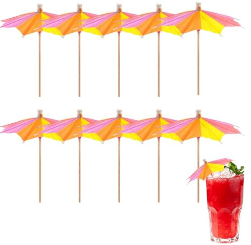 Lanmijia 10 Stück Cocktail Schirmchen | Cocktail Zubehör Deko | Wiederverwendbar Bunte Cocktailschirmchen | Getränke Deko Schirme für Bar Deko Cocktailzubehör Trinkfrüchte Essen Party