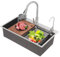 ZXDTVFGN Fregadero de Cocina Solo Seno, de Acero Inoxidable, de 29.5 x 17.7 x 8.7 Pulgadas (Largo x Ancho x Alto), con Grifo extraíble, Tabla de Cortar y lavaplatos, para Uso