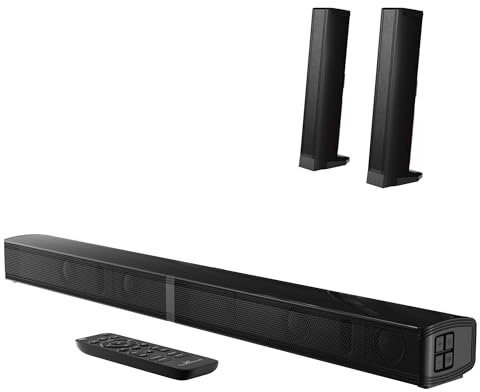 LARKSOUND Soundbar 2.2 CH per Smart TV, soundbar 2 in 1 staccabile per TV, sistema audio surround, connessioni Bluetooth 5.3/HDMI-ARC/ottiche/AUX