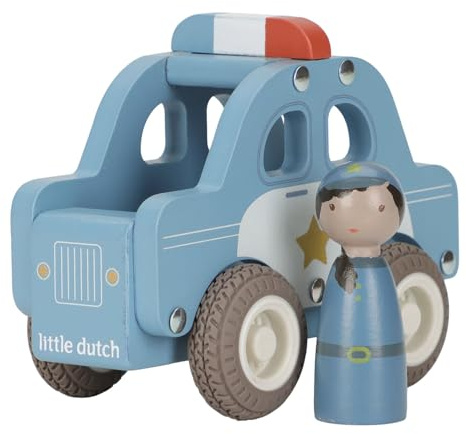 Little Dutch Polizeiauto Auto mit Spielfigur Holz für Kinder - blau