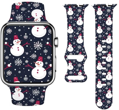 Vozehui Weihnachten Armband Kompatibel mit Apple Watch 38mm 40mm 41mm 42mm (Series 10) Damen Herren,Sport Silikon Weihnachten armband für iWatch Series 11 10 9 8 7 6 5 4 3 2 1 SE Ultra