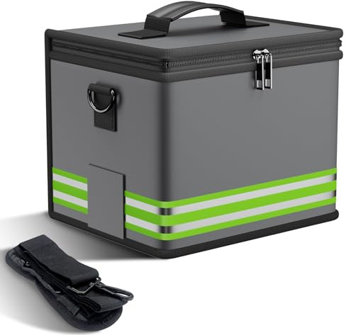ENGPOW Lipo Safe Bag Feuerfeste Explosionsgeschützte Tasche 24x20x18cm Grau | Lipo-Akku-Aufbewahrungsbox,LiPo Batterie Guard Safe Bag,Schutzbeutel zum Laden und Aufbewahren mit Doppelreißverschluss