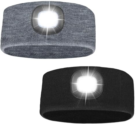 AWSOLAR LED Stirnband mit Licht, Wärmendes Weiches LED Stirnband mit USB Ladefunktion Lustige Geschenke für Papa Mama Freundin Großvater Oma