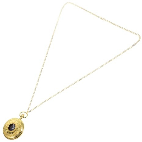 Goldene Taschenuhr mit Schnitzmuster und Römischen Ziffern im Retro Stil | Filigrane Ausführung, Legierung und Glas, Dekorative Hängeuhr für Geburtstag und Vatertag