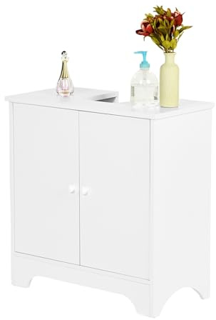 buybyroom Badezimmerschrank, Aufbewahrungsschrank, Badezimmer, Schrank 2 Türen mit Regal, 30 x 60 x 60 cm, Weiß