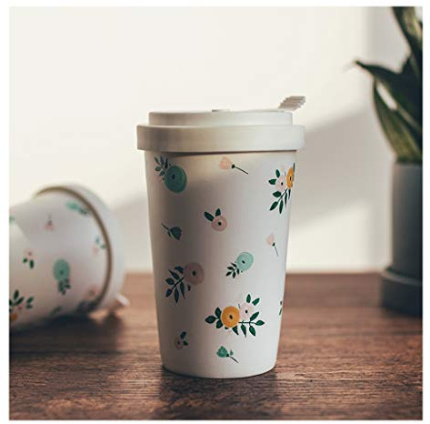 SDFGdtruR tazze, Tazza con coperchio, tazza in ceramica, da latte, tè, tazze giganti, caffè, un ottimo regalo, bianco, 15,3 once