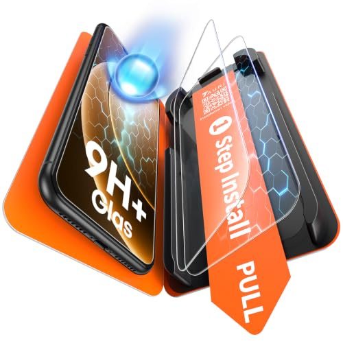 TAURI für iPhone 11 Panzerglas 6,1 Zoll - 2 Stück | mit Staubfreier 1-Schritt-Installation, 9H Glas Displayschutz, Full Screen Blasenfreie-Schutzfolie, Kompatibel mit Hülle