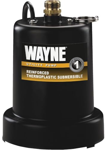 WAYNE TSC130 Bomba de eliminación de agua termoplástica sumergible reforzada de 1/4 HP con 3/4 pulgadas. Descarga por Wayne