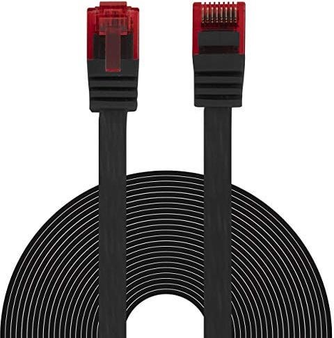 BIGtec Ethernet LAN Kabel 15m flexibles flaches Netzwerkkabel Patchkabel schwarz flachband Cable Gigabit DSL ISDN Flachbandkabel Verlegekabel RJ45 Stecker