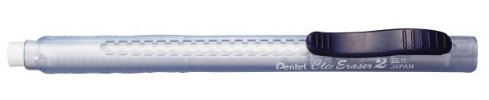 Pentel ZE11T-C ClicEraser 2 Radierstift, nachfüllbar mit ZER-2, Gehäuse semi-transparent blau, 12 Stück