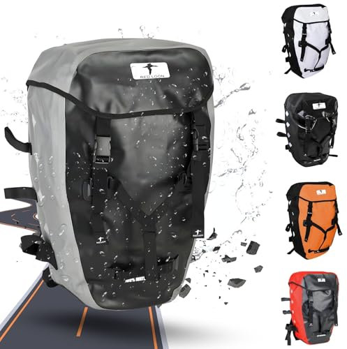 Red Loon wasserdichter Fahrrad Rucksack Fahrradrucksack 22L Pro Silber/schwarz - Rolltop Backpack mit Reflektorpunkten - Rucksack LKW-Plane reißfest aus superstrapazierfähigem Material