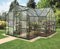 Gartenwelt Riegelsberger Gewächshaus Sirius Orangerie - ESG 3 mm dunkelgrün, Fläche: ca. 13 m², mit 4 Dachfenster, inkl. Stahlfundament 6 cm hoch, Sockel: 3,81 x 3,81 m