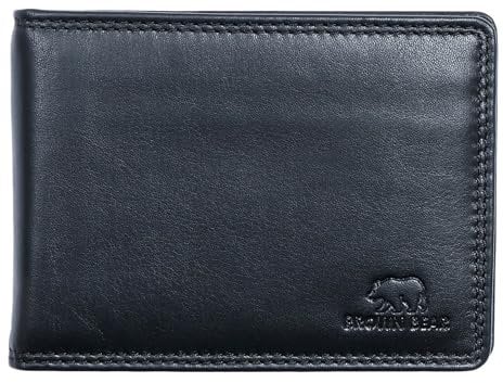 BROWN BEAR Dollarclip Geldbörse Herren mit Münzfach | Leder Schwarz | RFID-Schutz | Echtleder Portemonnaie mit Geldklammer | Geldbeutel BB Design 1018 BK