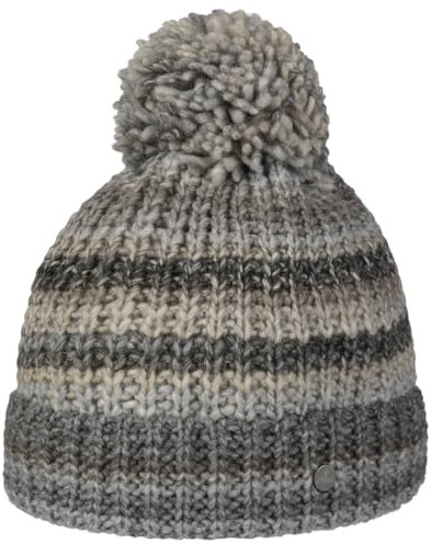 LIERYS Finja Bommelmütze Strickmütze Damen - Wintermütze Made in Germany - Pudelmütze mit wärmendem Schurwollanteil - Mütze in One Size (54-59 cm) - Beanie Herbst/Winter grau One Size