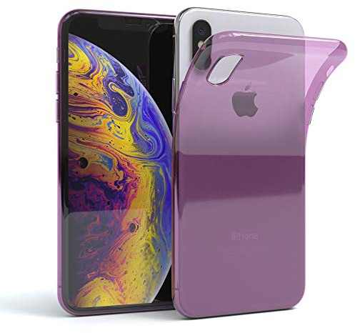 EAZY CASE Hülle kompatibel mit iPhone X/XS Schutzhülle Silikon, Ultra dünn, Slimcover, Handyhülle, Silikonhülle, Backcover, Durchsichtig, Klar Lila
