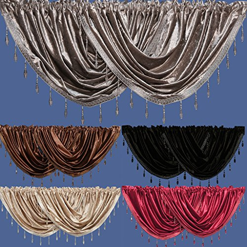 John Aird Velvet Crystal Beaded Curtain Swag (Silver)