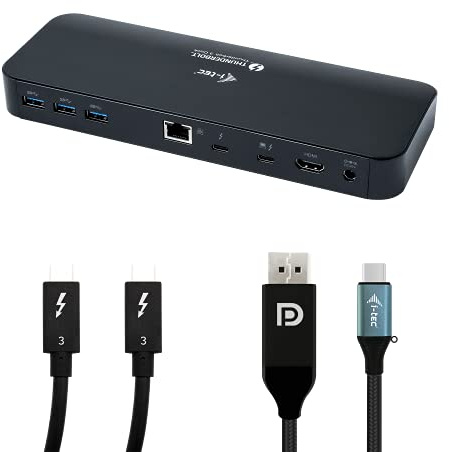 i-tec Thunderbolt 3 Dockingstation 2X 4K/1x 5K mit 85W Stromversorgung - 1x TB3 1x HDMI 5X USB 3.0 1x Ethernet 1x SD 1x Audio, TB3-Kabel 70cm und 150cm USB-C auf DisplayPort Adapter