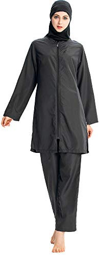 ziyimaoyi Muslimische Badebekleidung für Frauen Mädchen Modest Islamischer Badeanzug Hijab Burkini Badeanzüge (M, Schwarz)