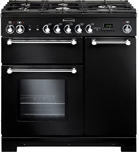 Rangemaster Kitchener 90cm Gas Range Cooker - Black