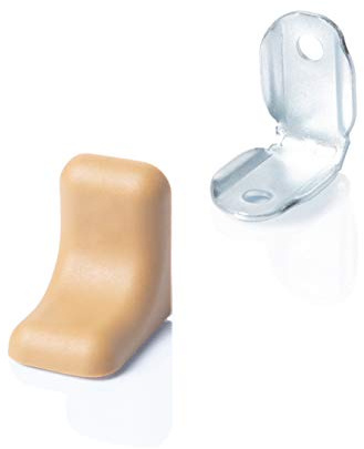 20 x sossai® Winkelverbinder aus verzinktem Metall mit Abdeckung BT2 | Eckverbinder/Korpusverbinder/Möbelverbinder/Eckstrebe | Farbe : Beige