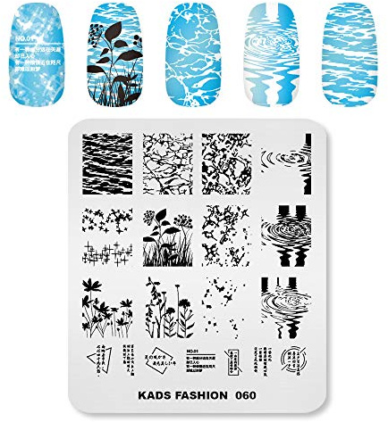 Alexnailart Nagel Stamping Platten Bild Vorlage Welle Wasser Welligkeit Pflanze Wort Muster Design Stampfer DIY Druck Maniküre Nail Art Schablone Werkzeuge