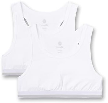 Sanetta Mädchen-Bustier (Doppelpack) Weiß | Bequemes und angenehmes Bustier für Mädchen aus einem Baumwoll-Mix. Inhalt: 2er Set Unterwäsche für Mädchen 152