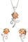 Disney Beauty and the Beast Sterling Silver Belle Rose Stud Earrings and Necklace Set, Official License