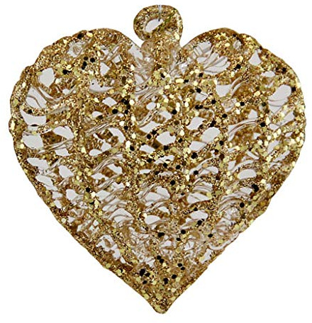 Herz goldfarben geflochten zum hängen Aufhänger Glas Herz zum hängen Ornament Christbaum Fenster Dekoration zum hängen Höhe ca. 6 cm Breite 6 cm Tiefe 2,5 cm
